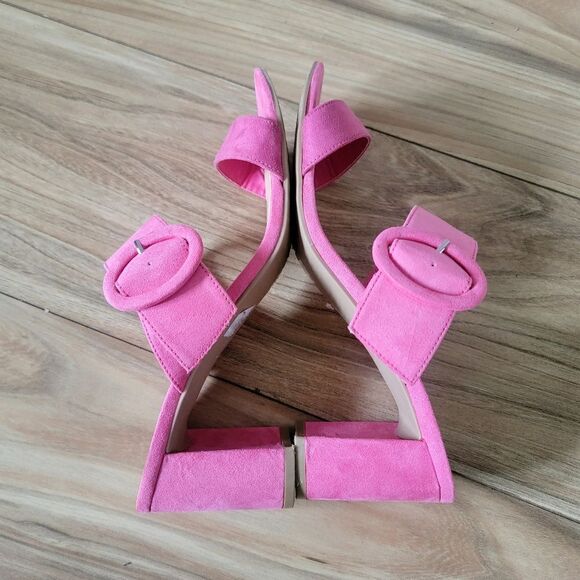 Chinese Laundry Rave Buckle Block Heel Suede Sandal in Bubblegum Pink - Picture 7 of 11